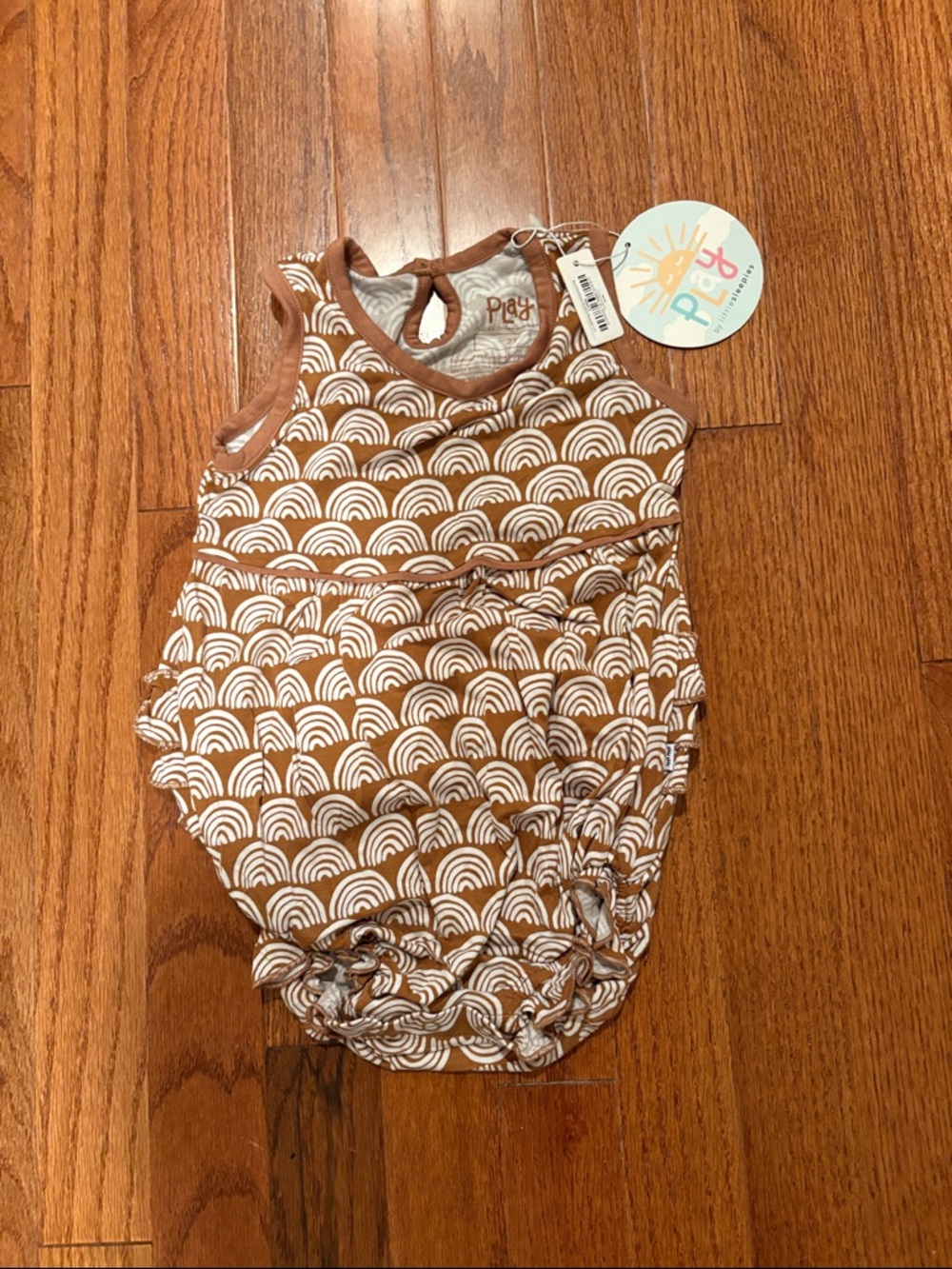 Little Sleepies Play Brown & White Rainbow Baby Romper